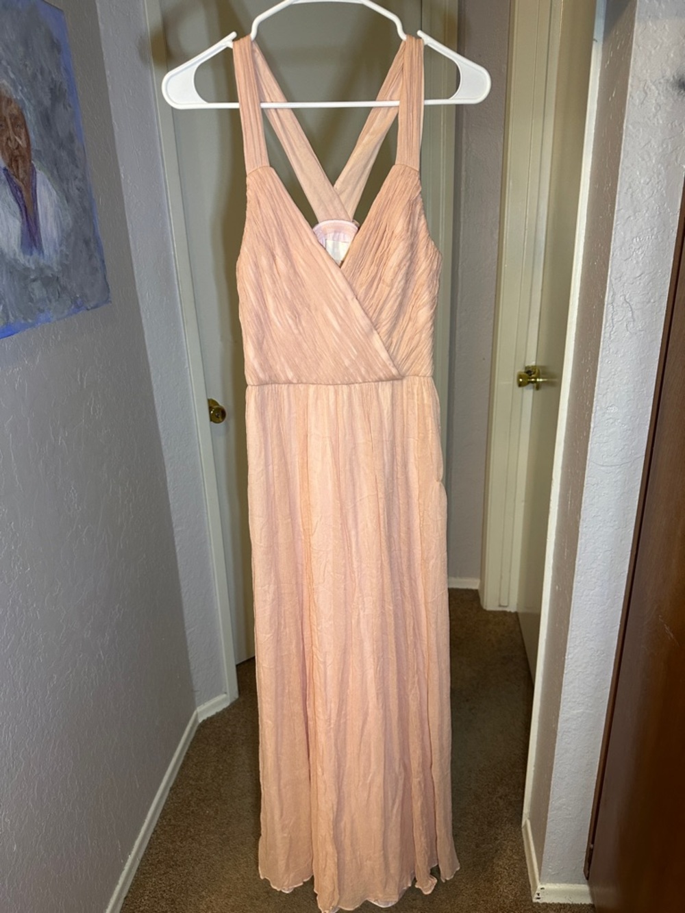J. Crew Peach Sleeveless Crisscross Back Maxi Bridesmaid/Wedding Guest Dress